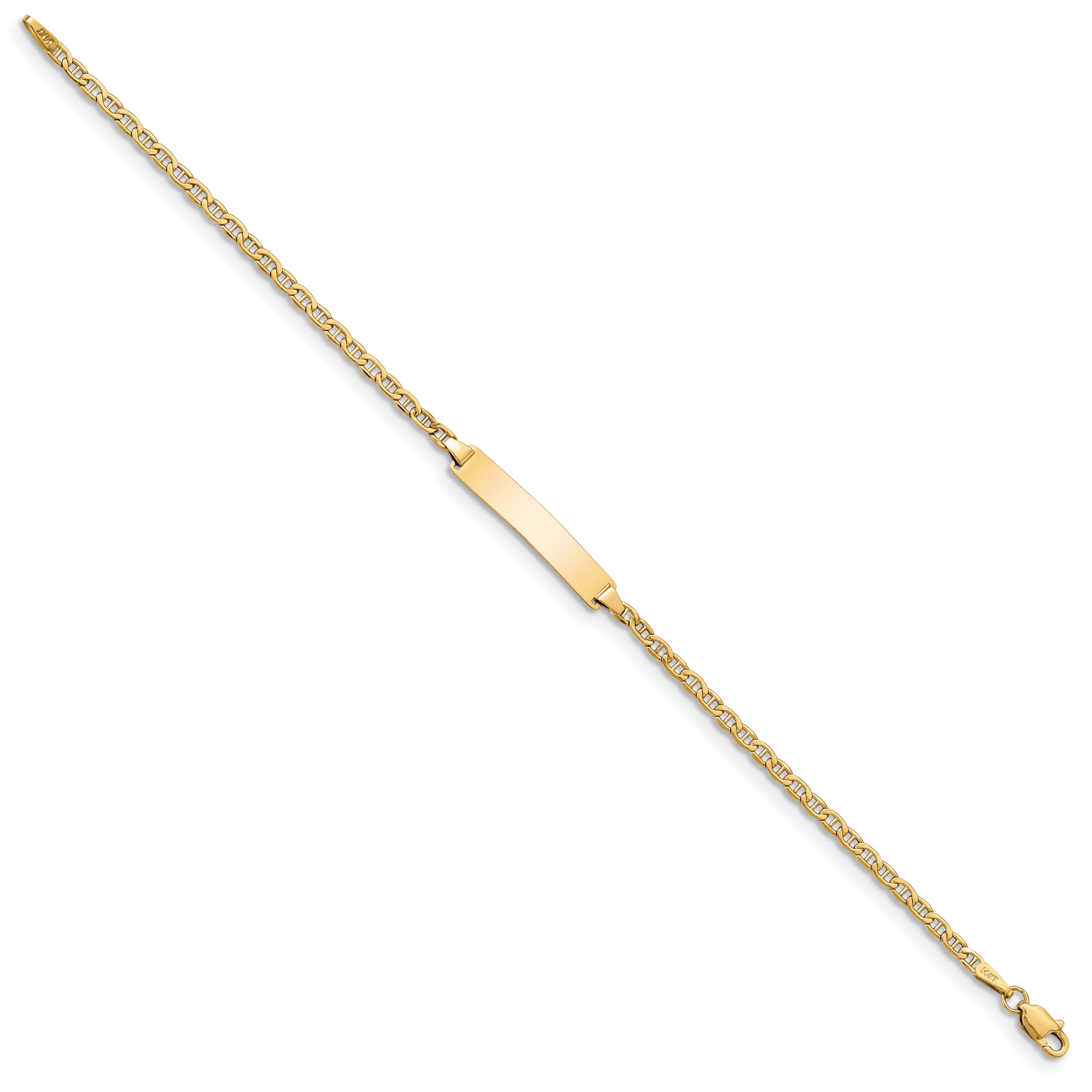 14k Polished Semi-Solid Chain/Solid Plate Anchor Link 20.5x4.5mm Plate 5.5 inch Baby/Child ID Bracelet DCID137