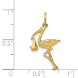 14k Solid 3-D Stork Charm A7101