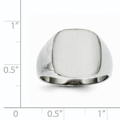 14k White Gold  13.5mm x14.5mm Open Back Men's Signet Ring RS608