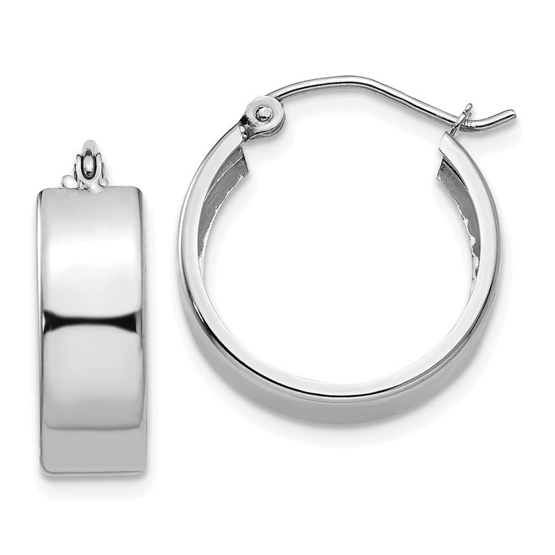 14k White Gold 5.5x18mm Polished Hoop Earrings H341