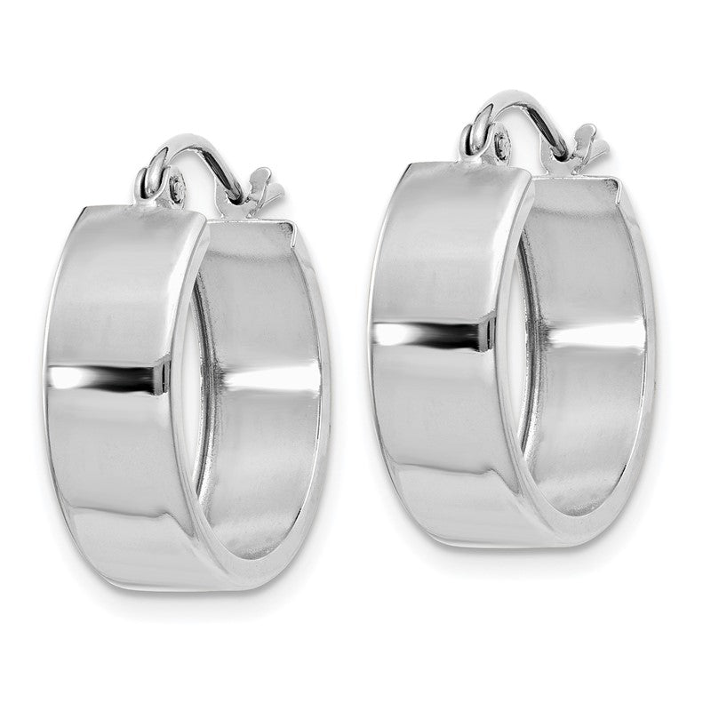 14k White Gold 5.5x18mm Polished Hoop Earrings H341