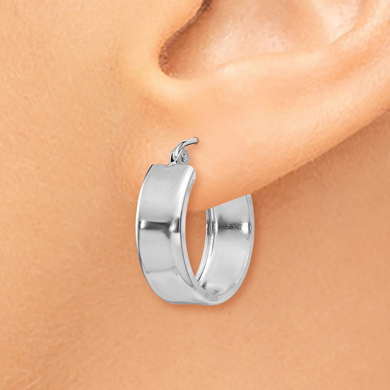 14k White Gold 5.5x18mm Polished Hoop Earrings H341