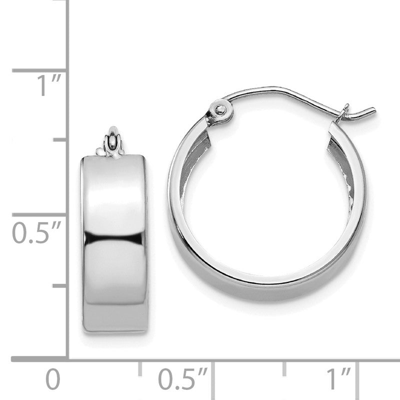14k White Gold 5.5x18mm Polished Hoop Earrings H341