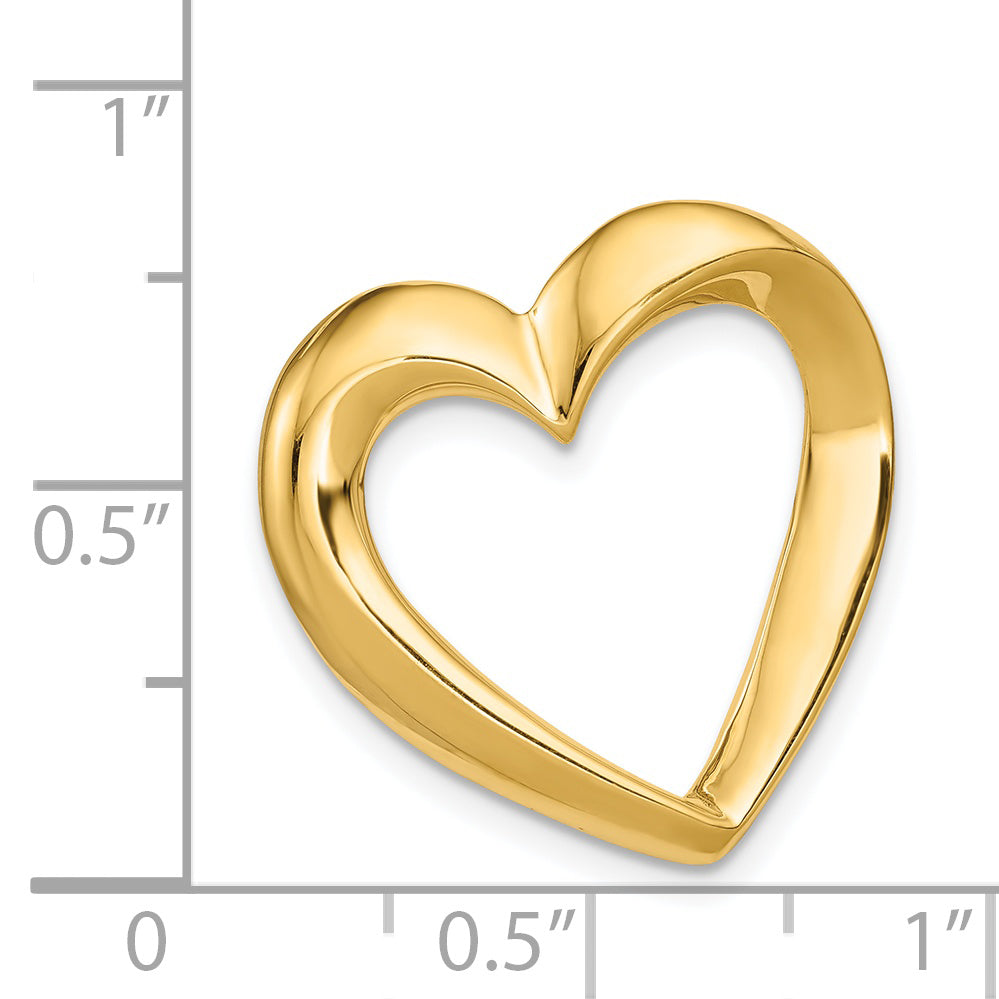 14k Polished Heart Slide Fits up to 4mm Regular/6mm Fancy or Reversible Omega SL224