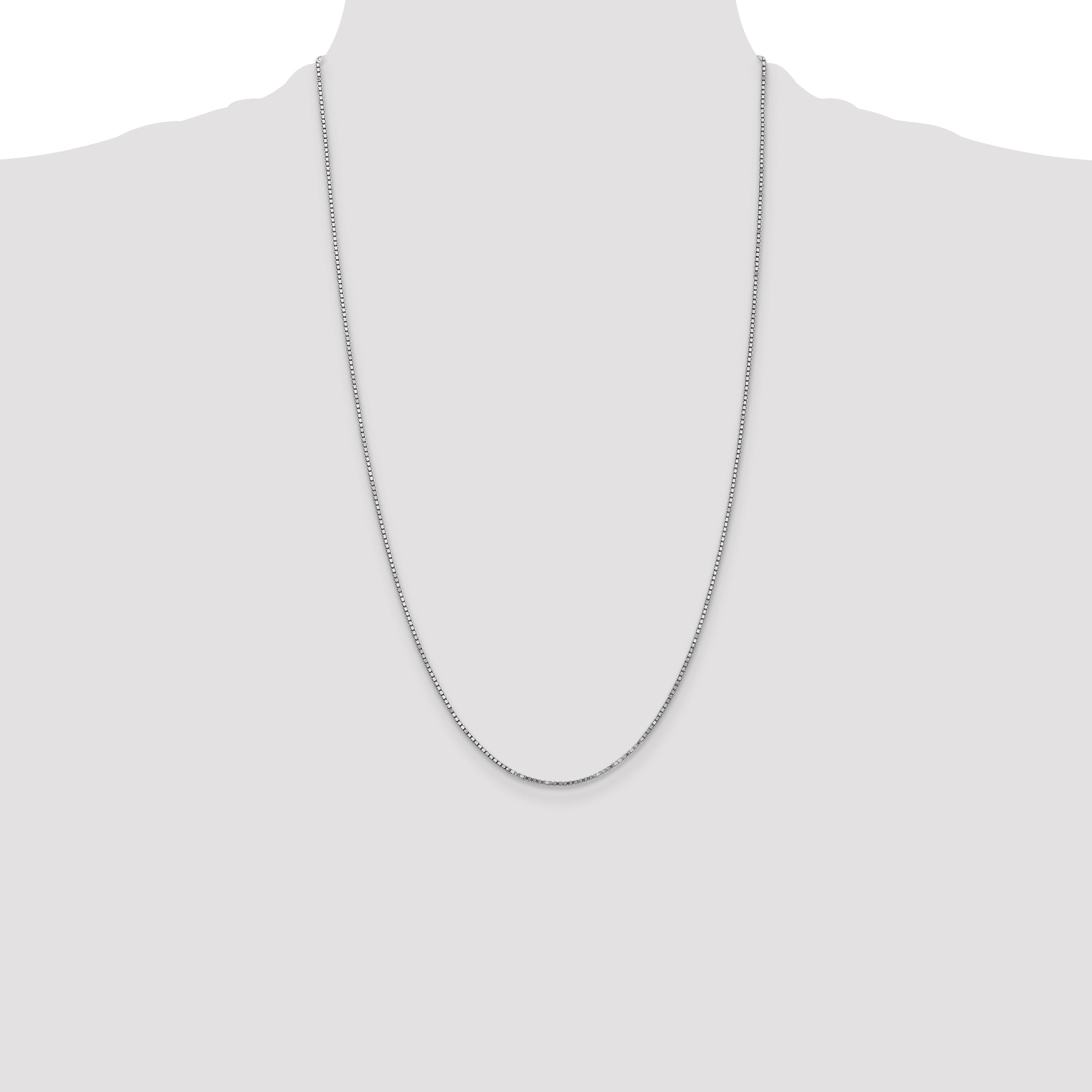 14K White Gold 14 inch 1.4mm Box with Lobster Clasp Chain WLB125