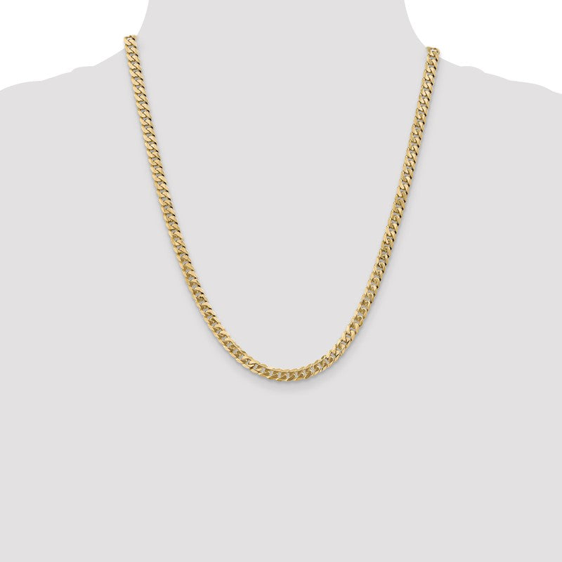 14K 26 inch 5.75mm Flat Beveled Curb with Lobster Clasp Chain FBU140