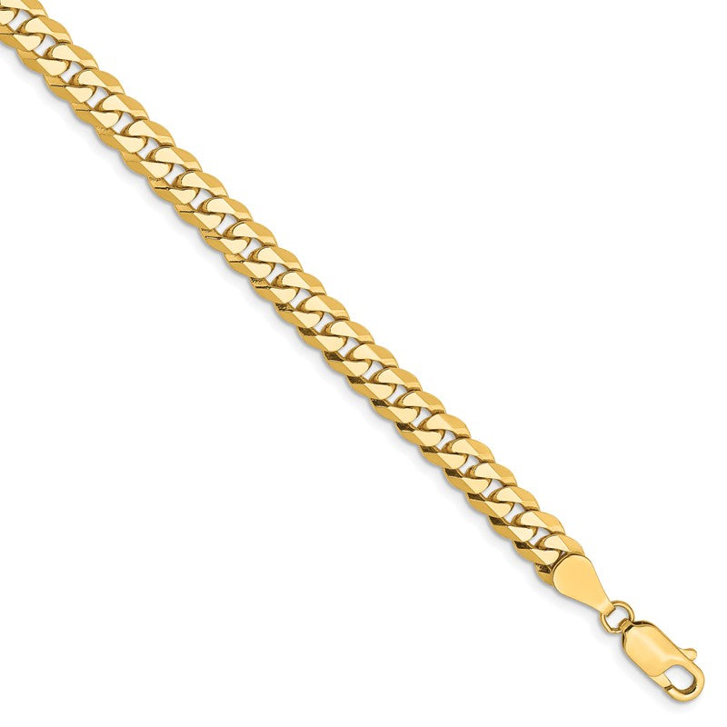 14K 26 inch 5.75mm Flat Beveled Curb with Lobster Clasp Chain FBU140