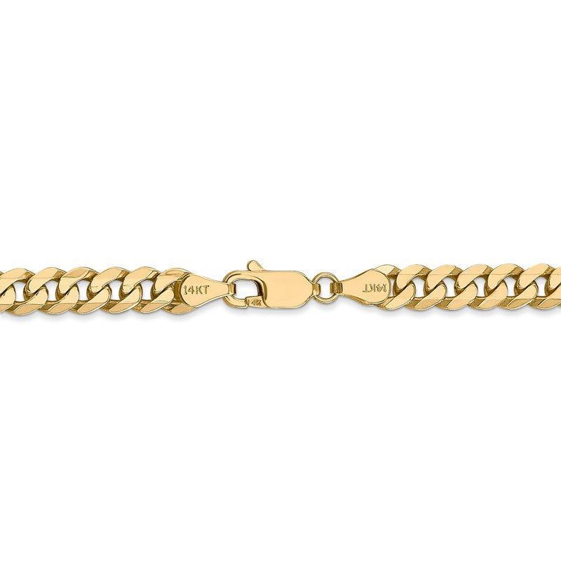 14K 26 inch 5.75mm Flat Beveled Curb with Lobster Clasp Chain FBU140