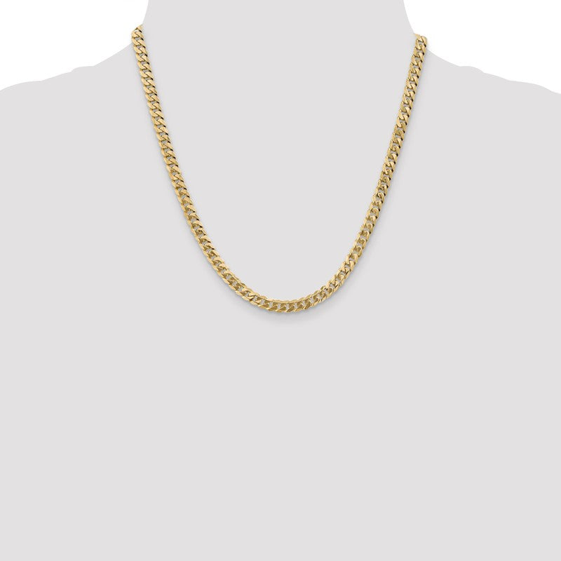14K 26 inch 5.75mm Flat Beveled Curb with Lobster Clasp Chain FBU140