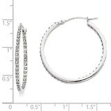 14k White Gold Diamond Fascination Diamond Dust/Accent 2x30mm Round Hoop Earrings DF249