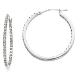 14k White Gold Diamond Fascination Diamond Dust/Accent 2x30mm Round Hoop Earrings DF249