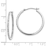 14k White Gold Diamond Fascination Diamond Dust/Accent 2x30mm Round Hoop Earrings DF249