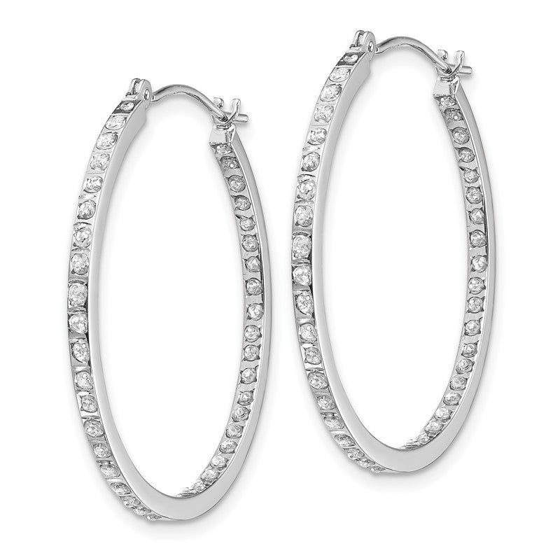 14k White Gold Diamond Fascination Diamond Dust/Accent 2x30mm Round Hoop Earrings DF249