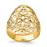 14K Polished Filigree Ring D4739
