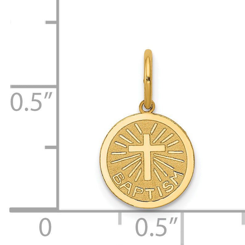14k Small BAPTISM with Cross Round Disc Charm XAC733