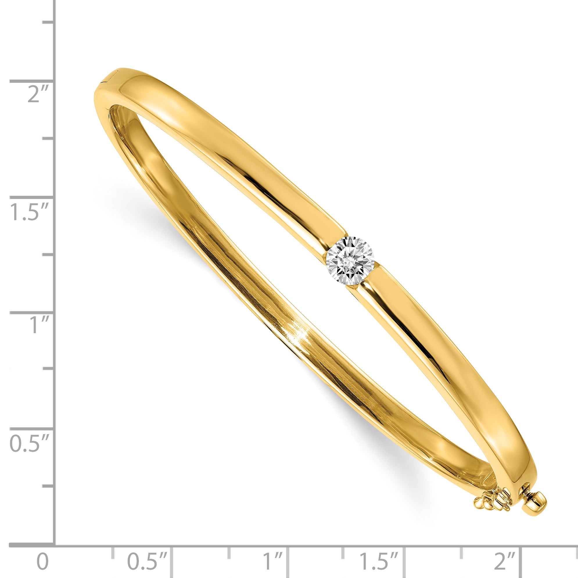 14k Polished Complete 1/2 carat AAA Diamond Hinged Oval Bangle Bracelet XB203AAA