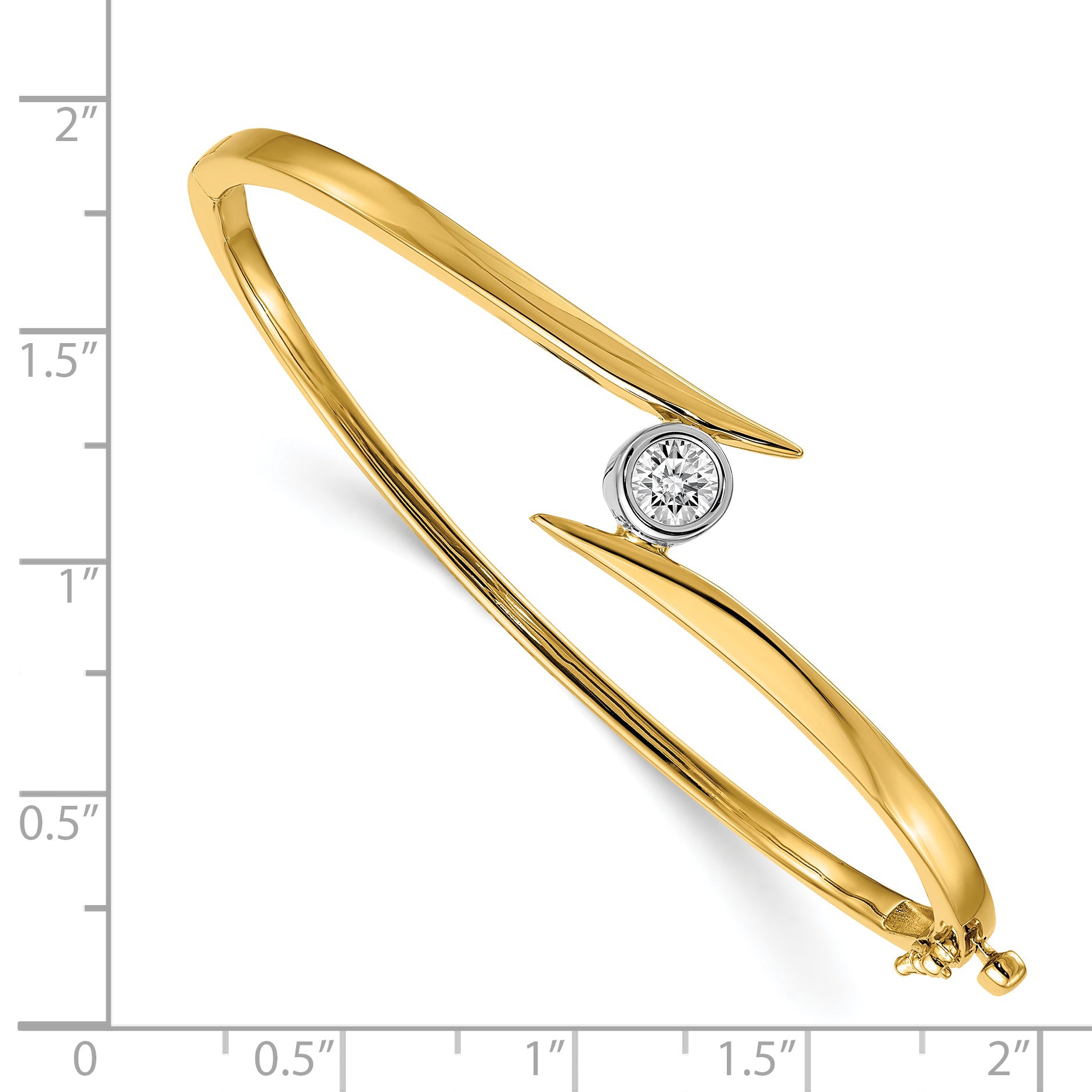 14k Two-tone Complete 1/2 carat A Diamond Hinged Oval Bangle Bracelet XB79A
