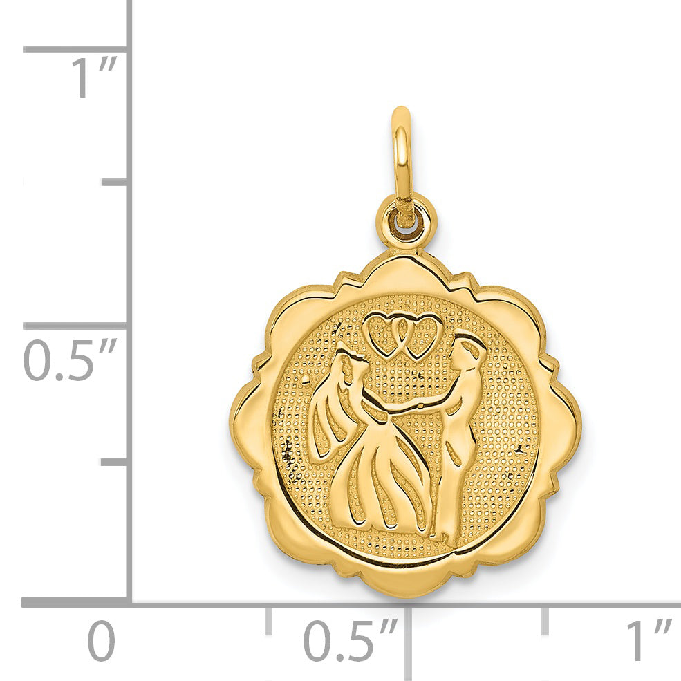 14k Bride and Groom Textured Back Charm C1674