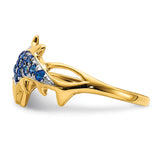 14k w/ Rhodium Diamond and Sapphire Dolphins Ring RM5779