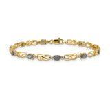 14k White Gold Complete Diamond and Oval Emerald Infinity Link 7.25 inch Bracelet BM4477