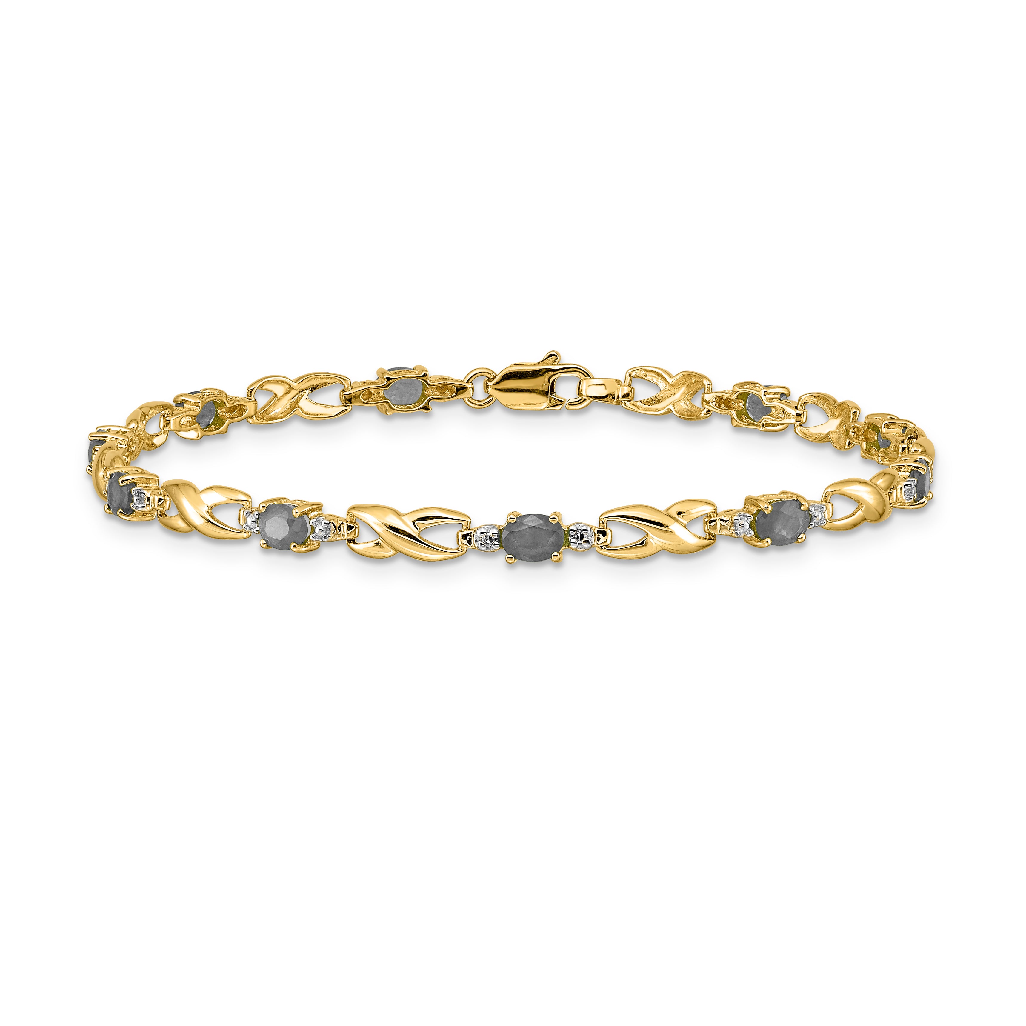 14k White Gold Complete Diamond and Oval Emerald Infinity Link 7.25 inch Bracelet BM4477