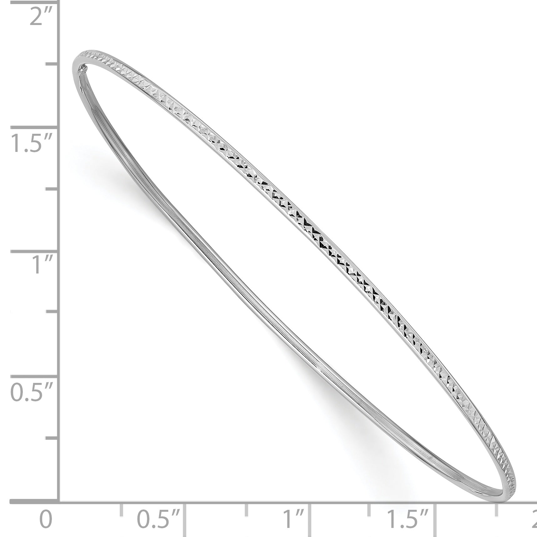 14k White Gold Polished Diamond-Cut 1.50mm Slip-on Round Bangle Bracelet DB546