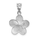 14k Yellow Gold Dipped in White Rhodium Satin Diamond-cut Plumeria Charm K5315