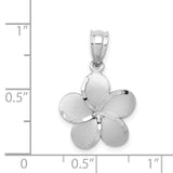 14k Yellow Gold Dipped in White Rhodium Satin Diamond-cut Plumeria Charm K5315