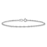 14K White Gold 10 inch 1.4mm Singapore with Spring Ring Clasp Anklet PEN123