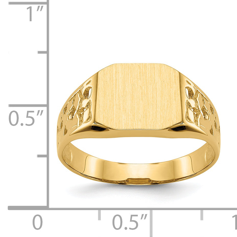 14k 10.5x9.0mm Open Back Mens Signet Ring C1528