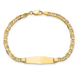 14k Polished Solid Chain/Solid Plate Anchor Link Soft Diamond Shape 24.5x7.5mm Plate 7 inch ID Bracelet LID60C
