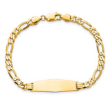 14k Polished Solid Chain/Solid Plate Flat Figaro Link Soft Diamond Shape 28x9.5mm Plate 7 inch ID Bracelet LID76C