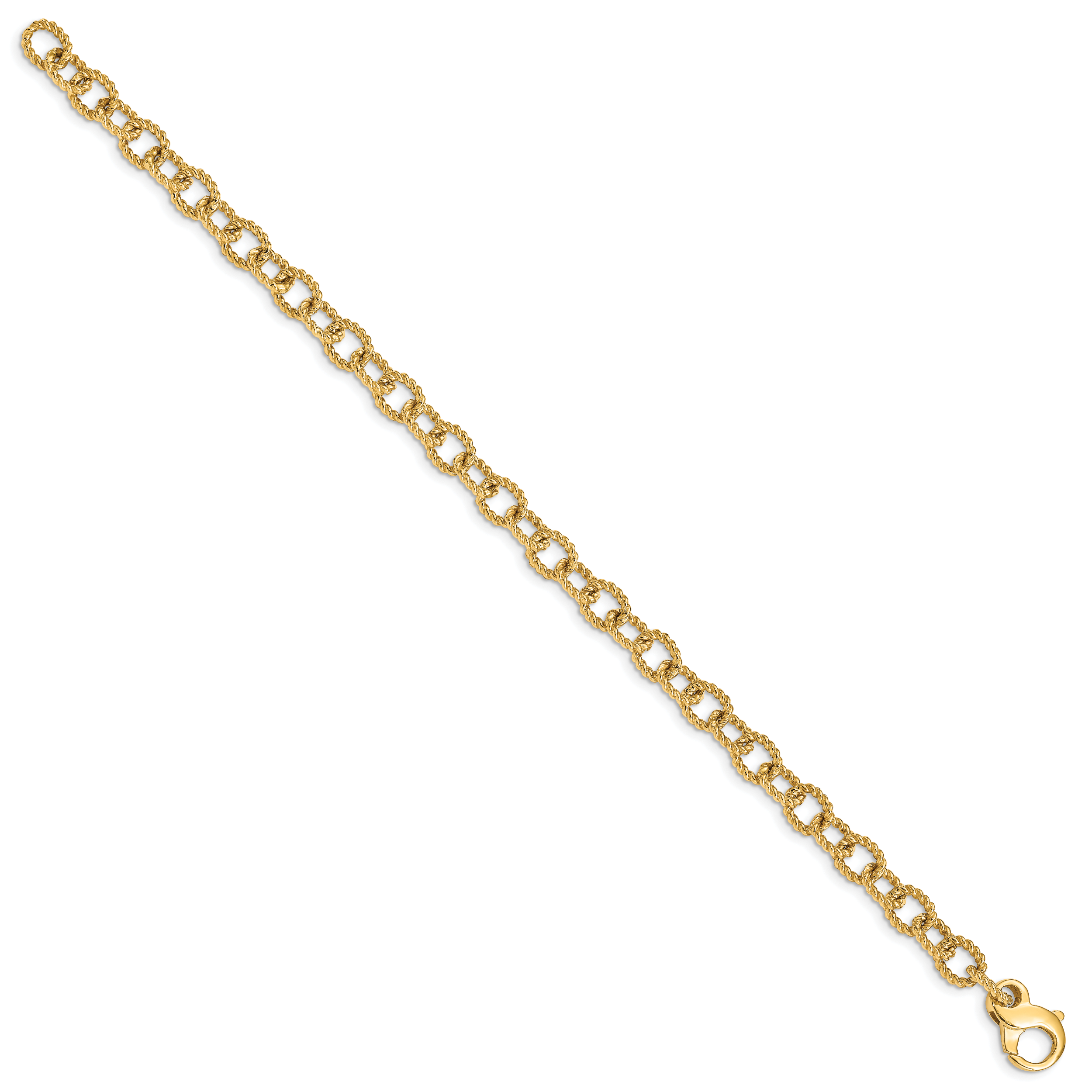 14K 18 inch 6.5mm Hand Polished Fancy Rope Link with Fancy Lobster Clasp Chain LK706