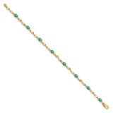 14k White Gold Complete Diamond and Oval Emerald Twisted Link 7 inch Bracelet BM4475