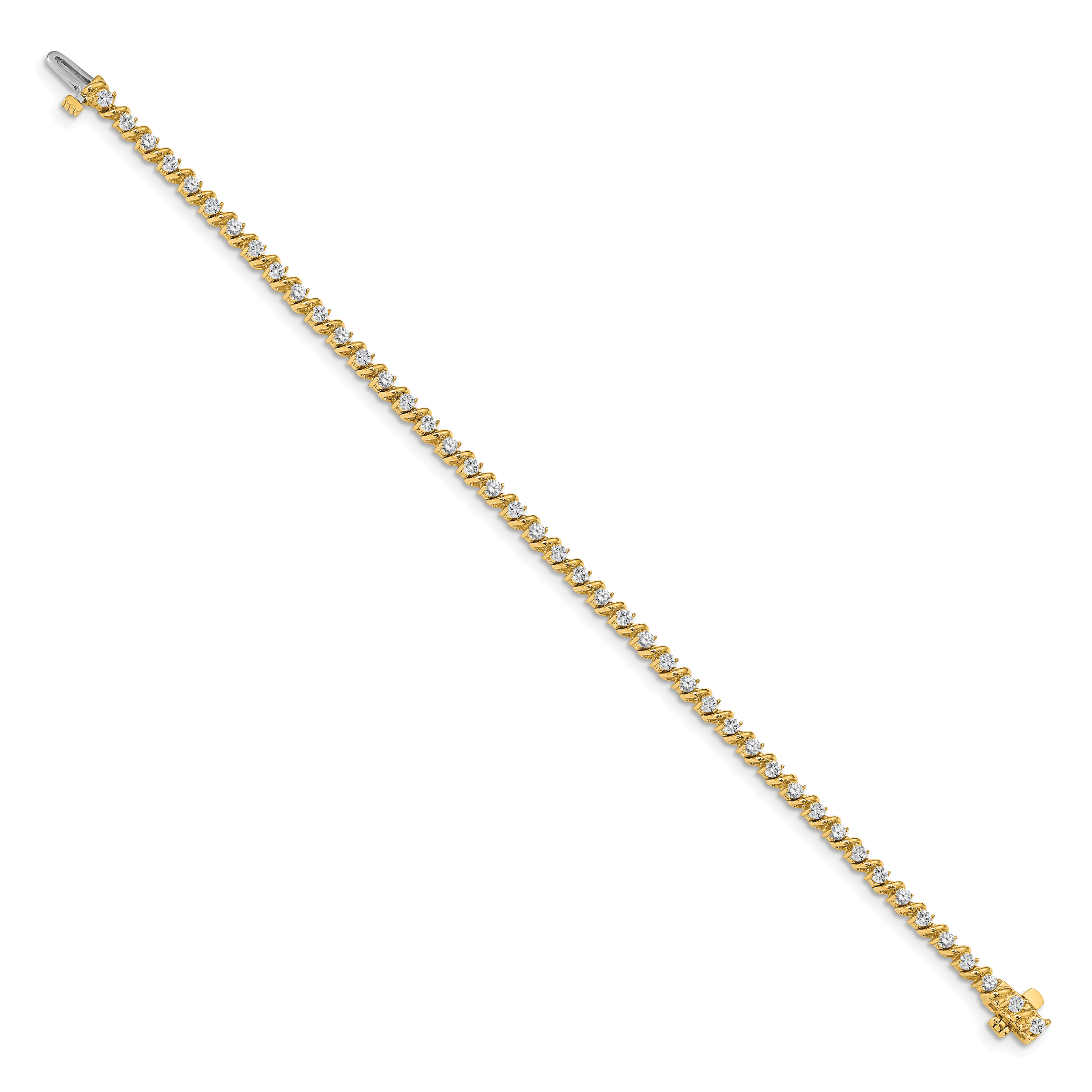 14k Complete 2 carat Round A Diamond Swirled 2-prong 7 inch Tennis Bracelet X630A