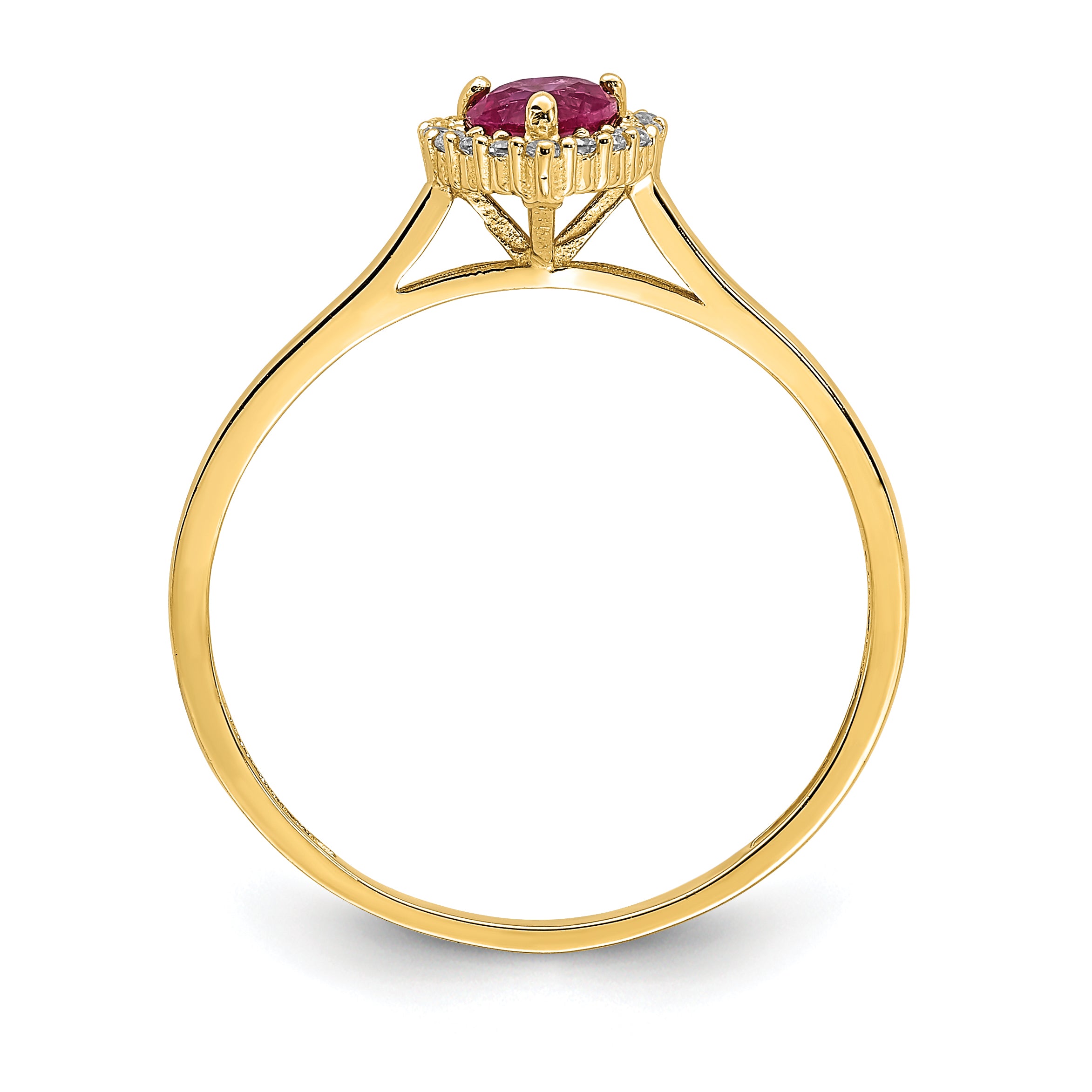14K Pink and Clear CZ Halo Heart Ring K6417