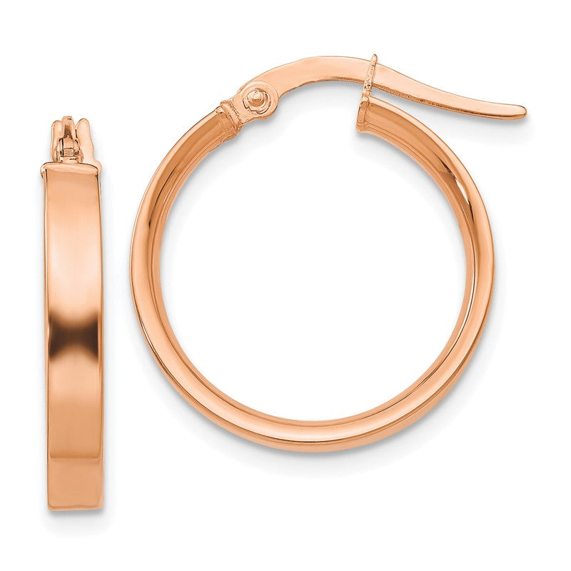 14K Rose Gold 3x16mm Tube Hoop Earrings PRE558