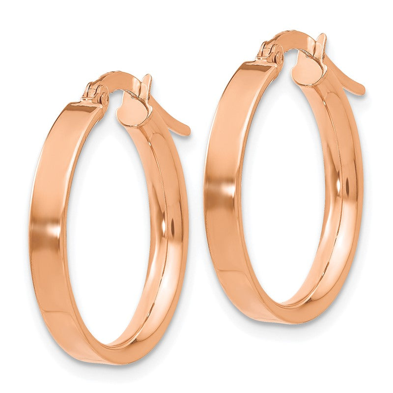 14K Rose Gold 3x16mm Tube Hoop Earrings PRE558