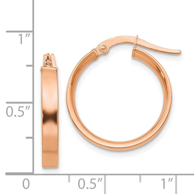 14K Rose Gold 3x16mm Tube Hoop Earrings PRE558