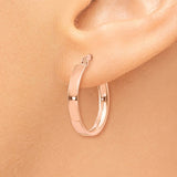 14K Rose Gold 3x16mm Tube Hoop Earrings PRE558