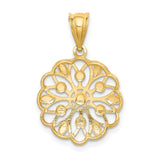 14K and White Rhodium Diamond-Cut Round Pendant K4785
