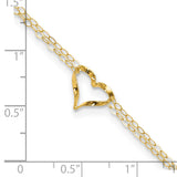 14k Double Strand Chain and Twisted Heart 9 inch Plus 1 inch Extender - Total 10 inch Anklet ANK173