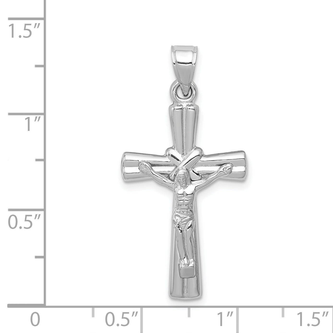 14K White Gold Hollow Crucifix Reversible to X-Center Cross Pendant D3255