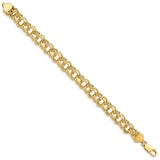 14k 10mm Solid Double Link 7 inch Charm Bracelet DO508