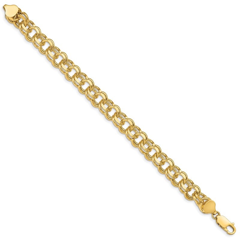 14k 10mm Solid Double Link 7 inch Charm Bracelet DO508