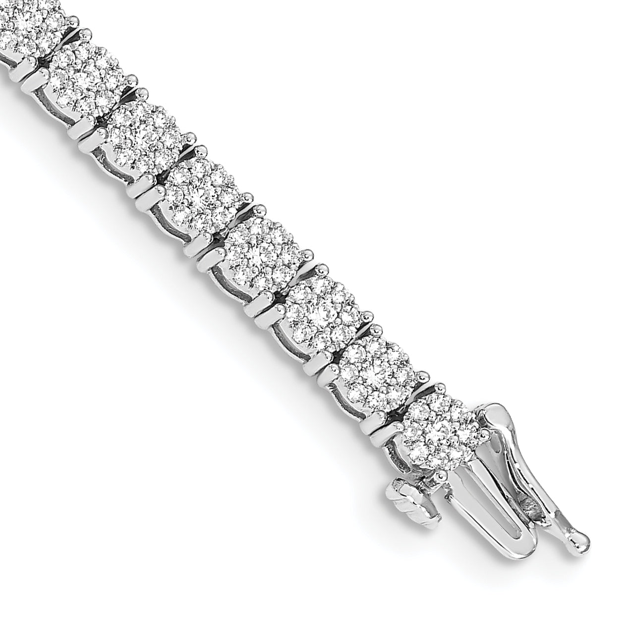 14k White Gold Complete 3 carat Diamond Cluster Setting 7 inch Tennis Bracelet BM4670