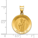 14k Polished and Satin Hollow St Patrick Medal Round Pendant XR1373