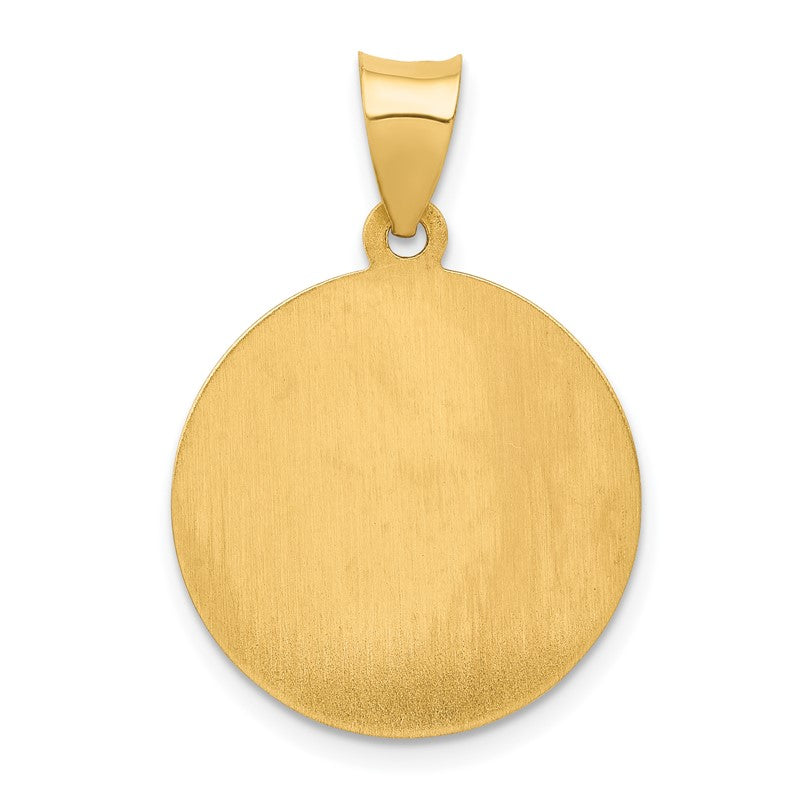 14k Polished and Satin Hollow St Patrick Medal Round Pendant XR1373