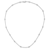 14k White Gold Complete 1/3 carat Bezel-set Diamond and Cable Chain 16-Station 16 inch Necklace PM1007