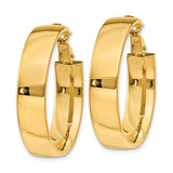 14k 7x30mm Polished Flat Tube Omega Back Hoop Earrings PRE738
